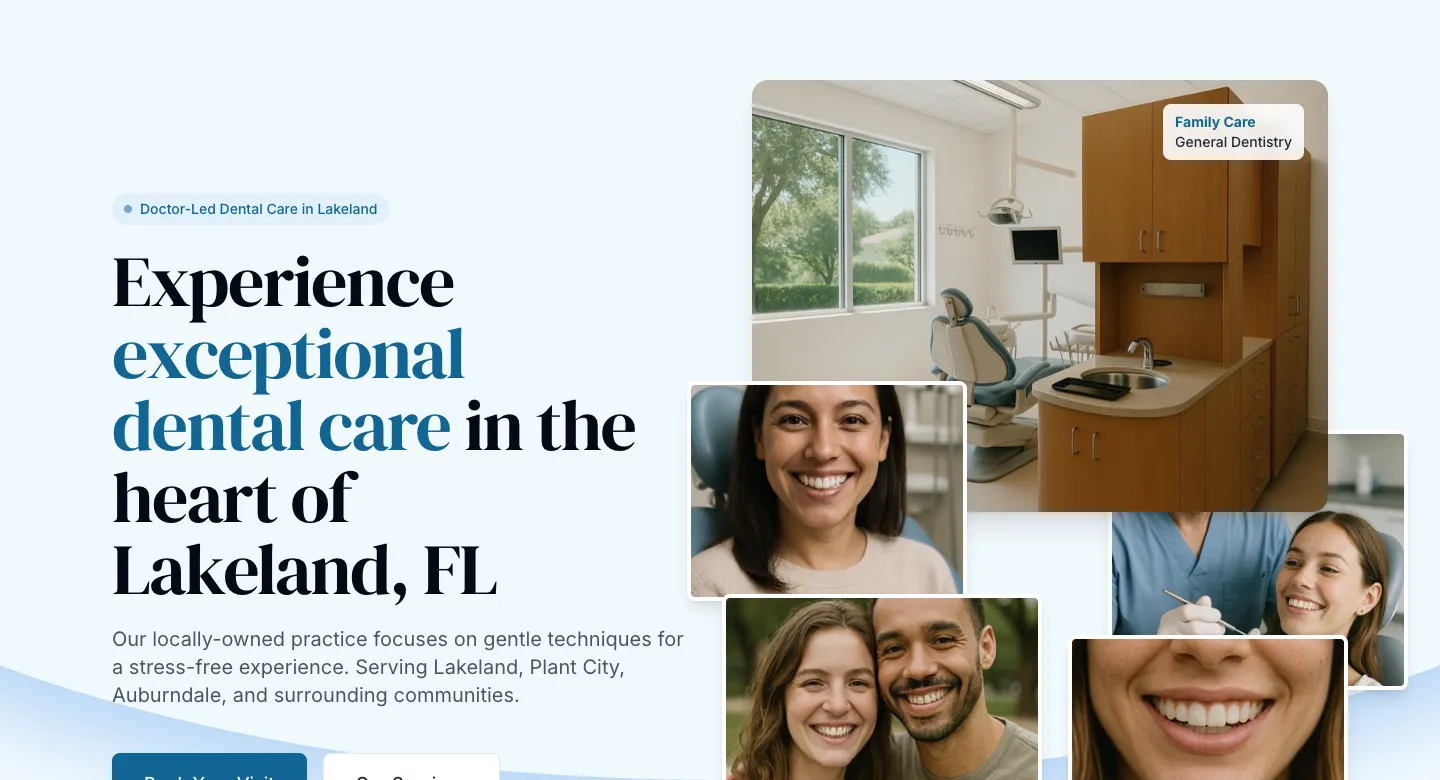Shimmering Dental homepage.
